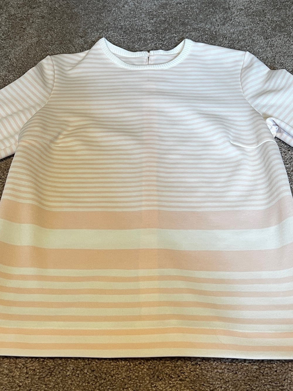 True Vintage 60’s/70’s Light Pink & White Striped Long Sleeved Tunic Top, Med/Lg